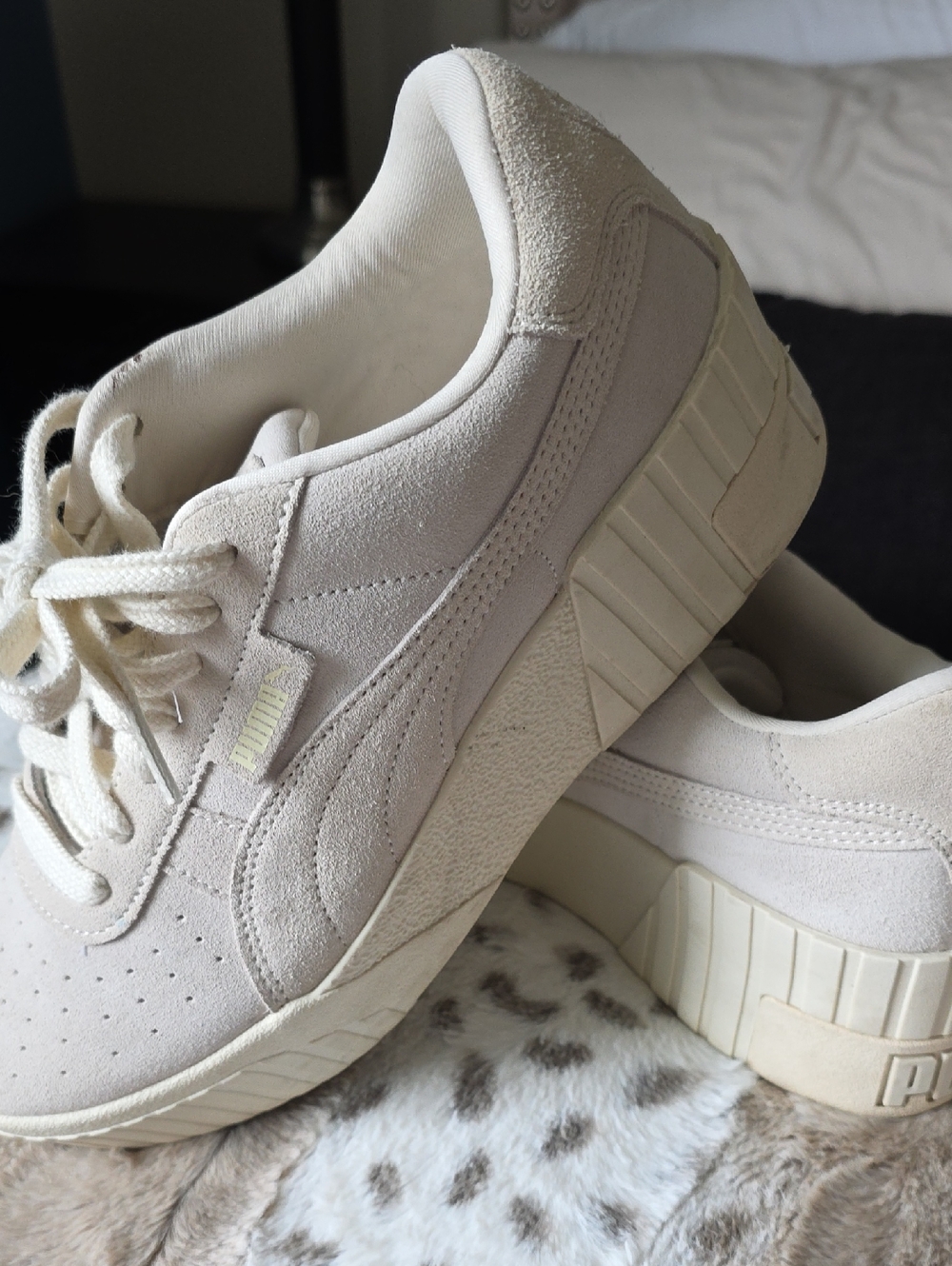 Puma Women's Cream Suede Platform Sneakers